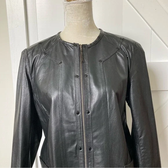 Chico’s genuine Leather reversible jacket metallic & black women’s M, 12 - Picture 8 of 12